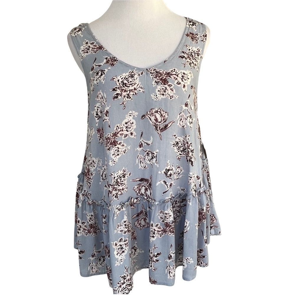 PPLA Gauzy Oversized Boho Floral Baby Doll Top XS NWT